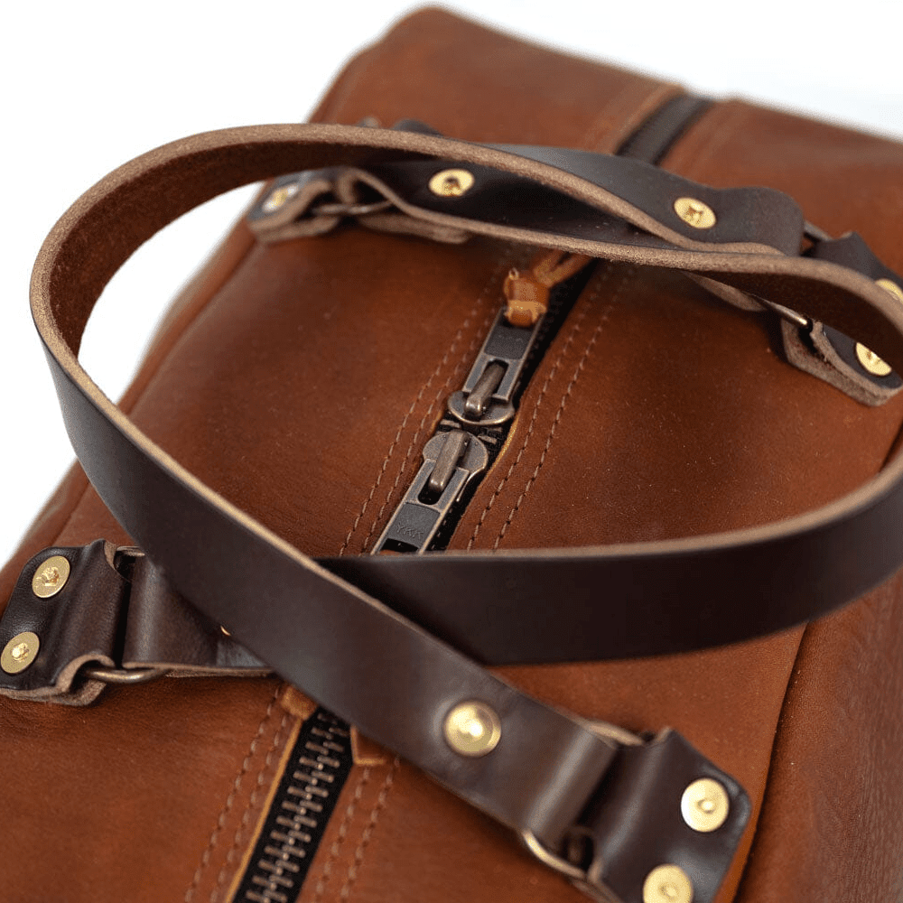 HOFFMAN LEATHER WEEKENDER DUFFLE BAG