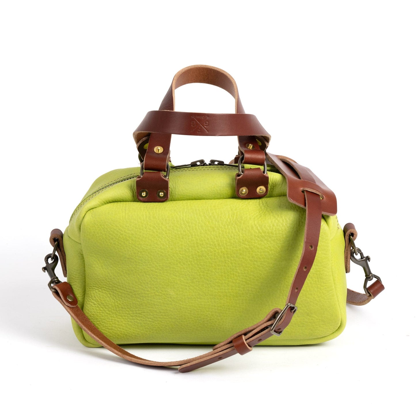 HOFFMAN LEATHER CROSSBODY BAG - LIME GREEN