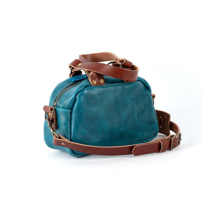 HOFFMAN LEATHER CROSSBODY BAG - MINI - COBALT BISON