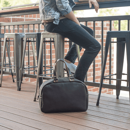 HOFFMAN LEATHER WEEKENDER DUFFLE BAG