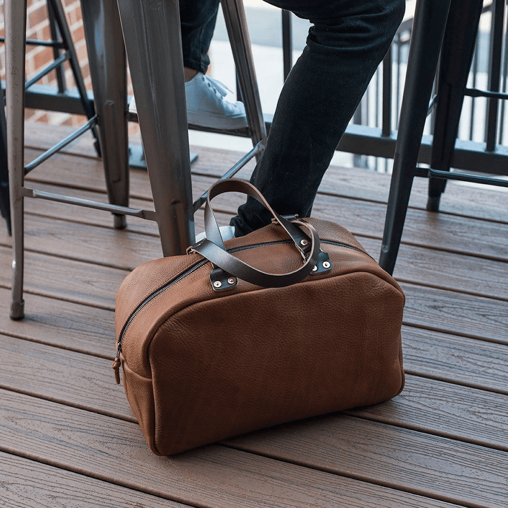 HOFFMAN LEATHER WEEKENDER DUFFLE BAG
