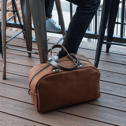 HOFFMAN LEATHER WEEKENDER DUFFLE BAG