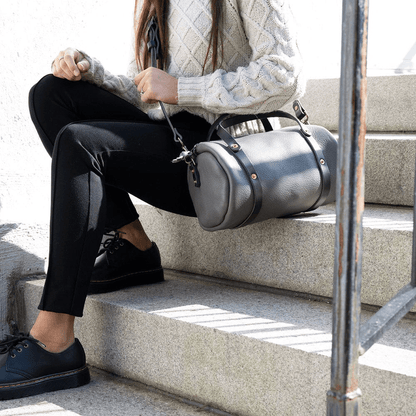 JANE LEATHER CROSSBODY - LEAD GRAY