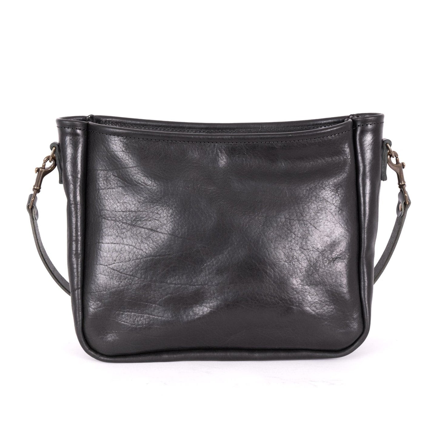 RENNIE LEATHER SHOULDER BAG - LARGE - BLACK BISON