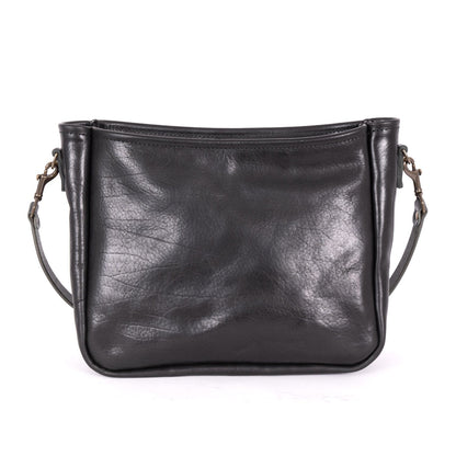 RENNIE LEATHER SHOULDER BAG - LARGE - BLACK BISON