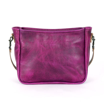 RENNIE LEATHER SHOULDER BAG - LARGE - GRAPE BISON