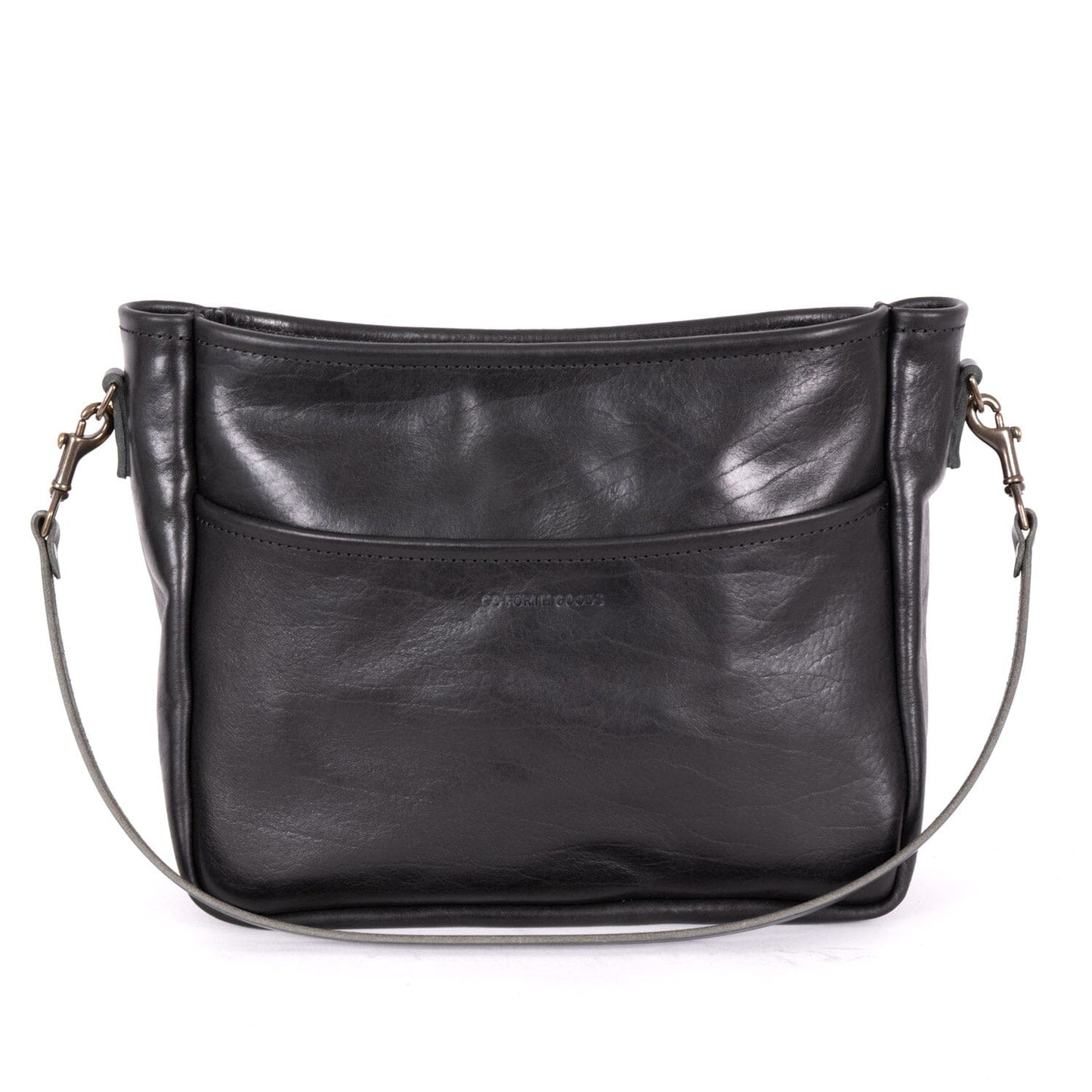 RENNIE LEATHER SHOULDER BAG - LARGE - BLACK BISON