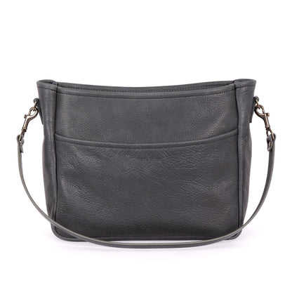 RENNIE LEATHER SHOULDER BAG - LARGE - RAVEN