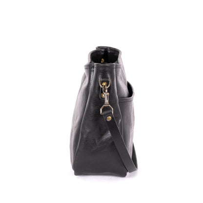 RENNIE LEATHER SHOULDER BAG - LARGE - BLACK BISON
