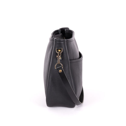 RENNIE LEATHER SHOULDER BAG - LARGE - BLACK