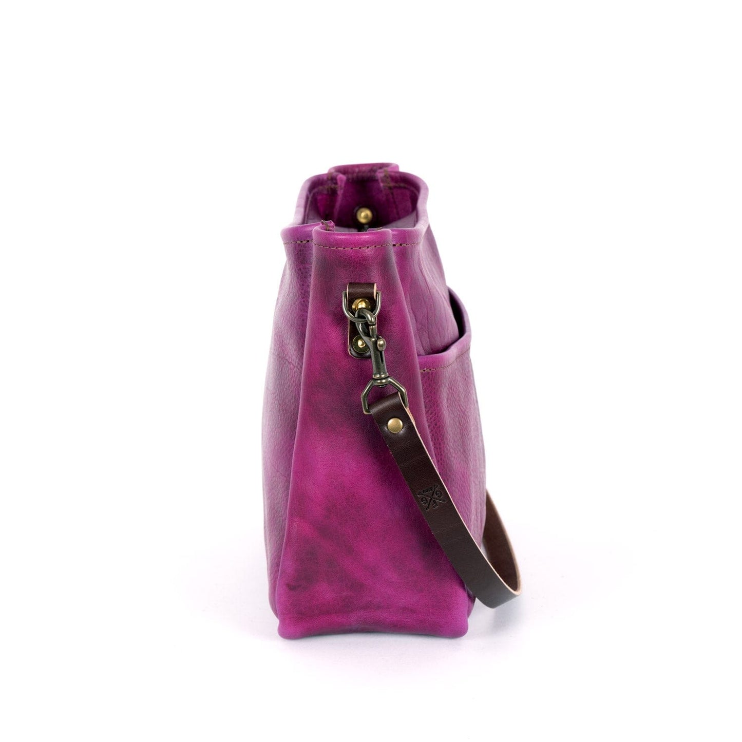 RENNIE LEATHER SHOULDER BAG - LARGE - GRAPE BISON