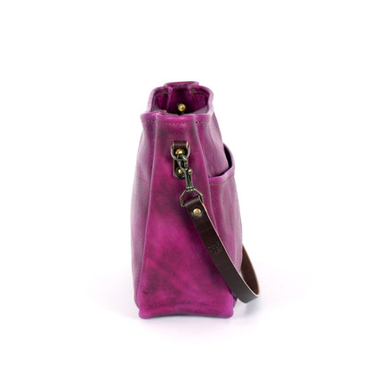 RENNIE LEATHER SHOULDER BAG - LARGE - GRAPE BISON