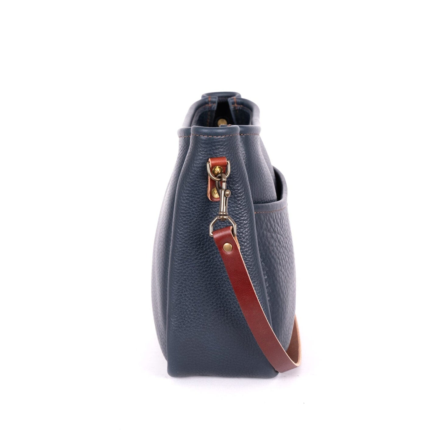 RENNIE LEATHER SHOULDER BAG - LARGE - NAVY