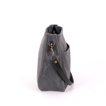 RENNIE LEATHER SHOULDER BAG - LARGE - RAVEN