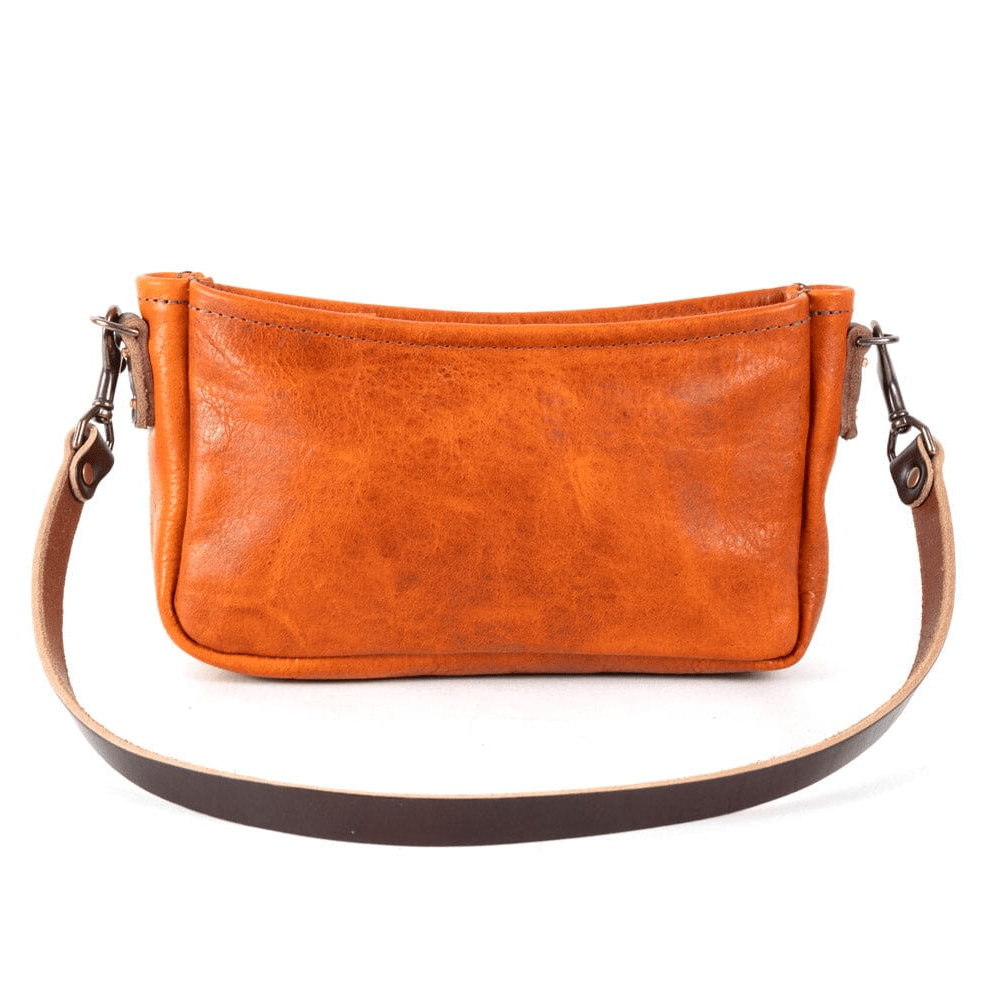RENNIE LEATHER SHOULDER BAG - TANGERINE BISON