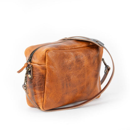 SARAH LEATHER CROSSBODY - LARGE - PEANUT BISON