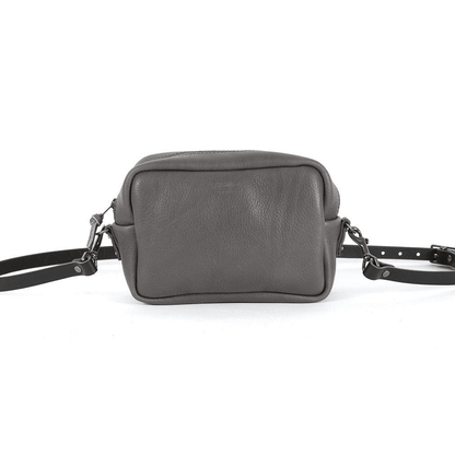 SARAH LEATHER CROSSBODY - LEAD GRAY