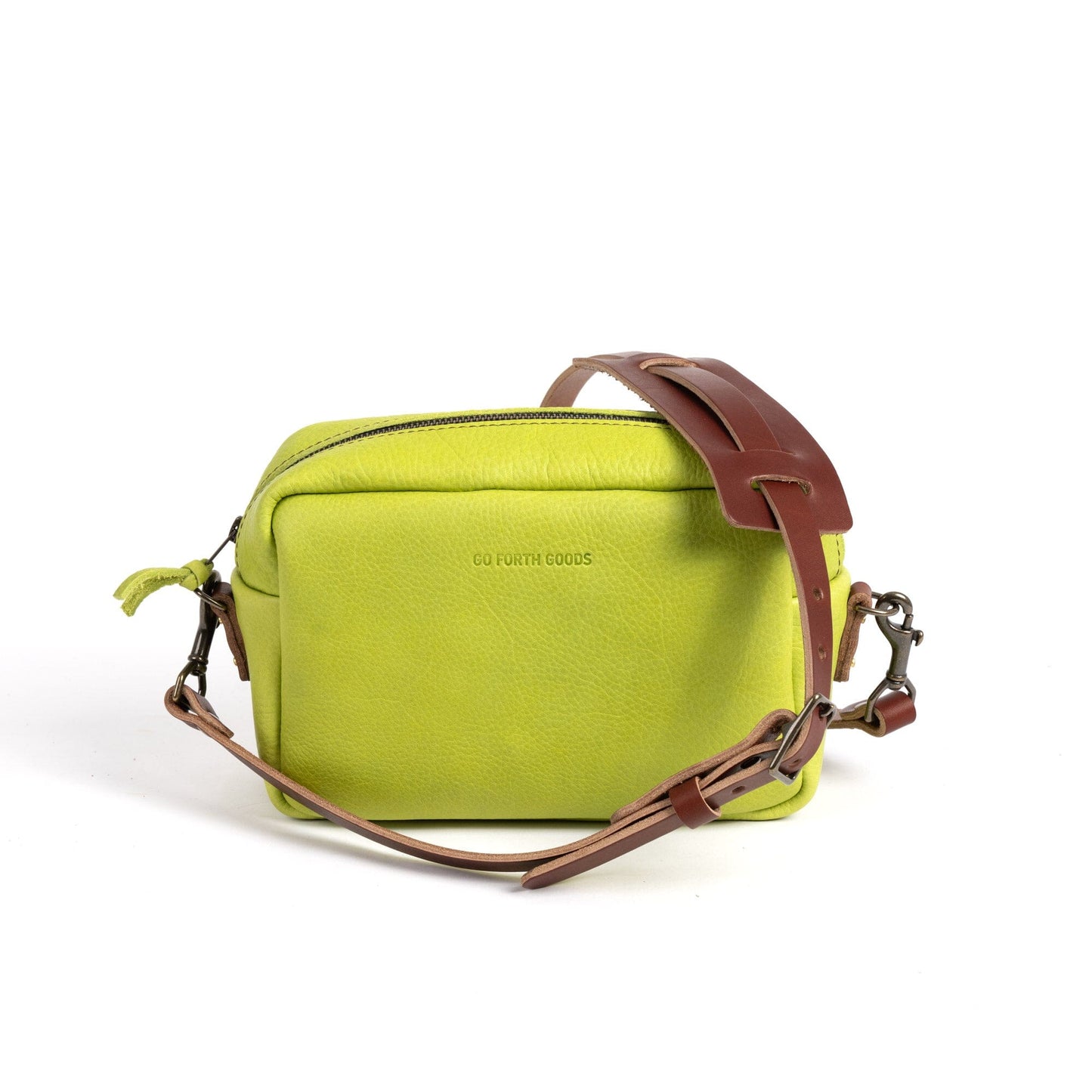 SARAH LEATHER CROSSBODY - LIME GREEN