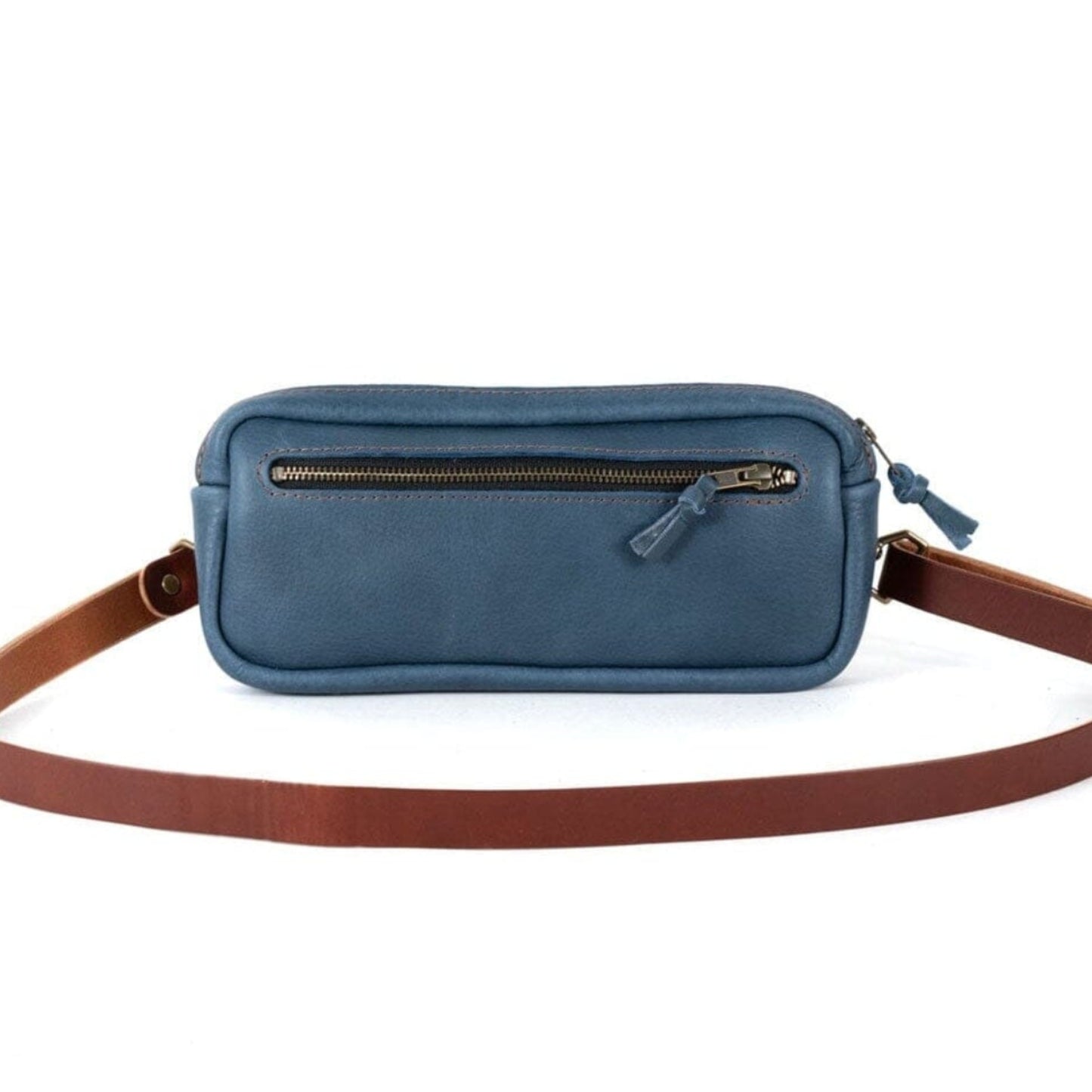 LEATHER FANNY PACK / LEATHER WAIST BAG - DELUXE - SMOKEY BLUE