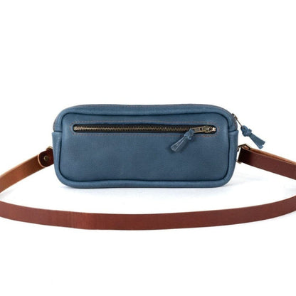 LEATHER FANNY PACK / LEATHER WAIST BAG - DELUXE - SMOKEY BLUE