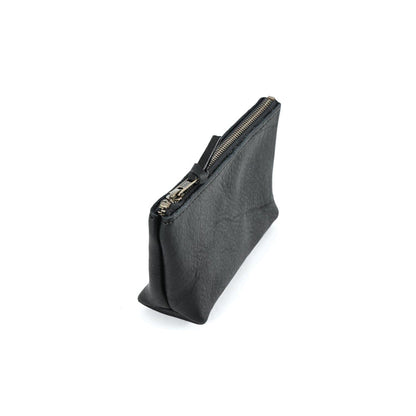 LEATHER ZIPPERED POUCH WITH GUSSET - LARGE