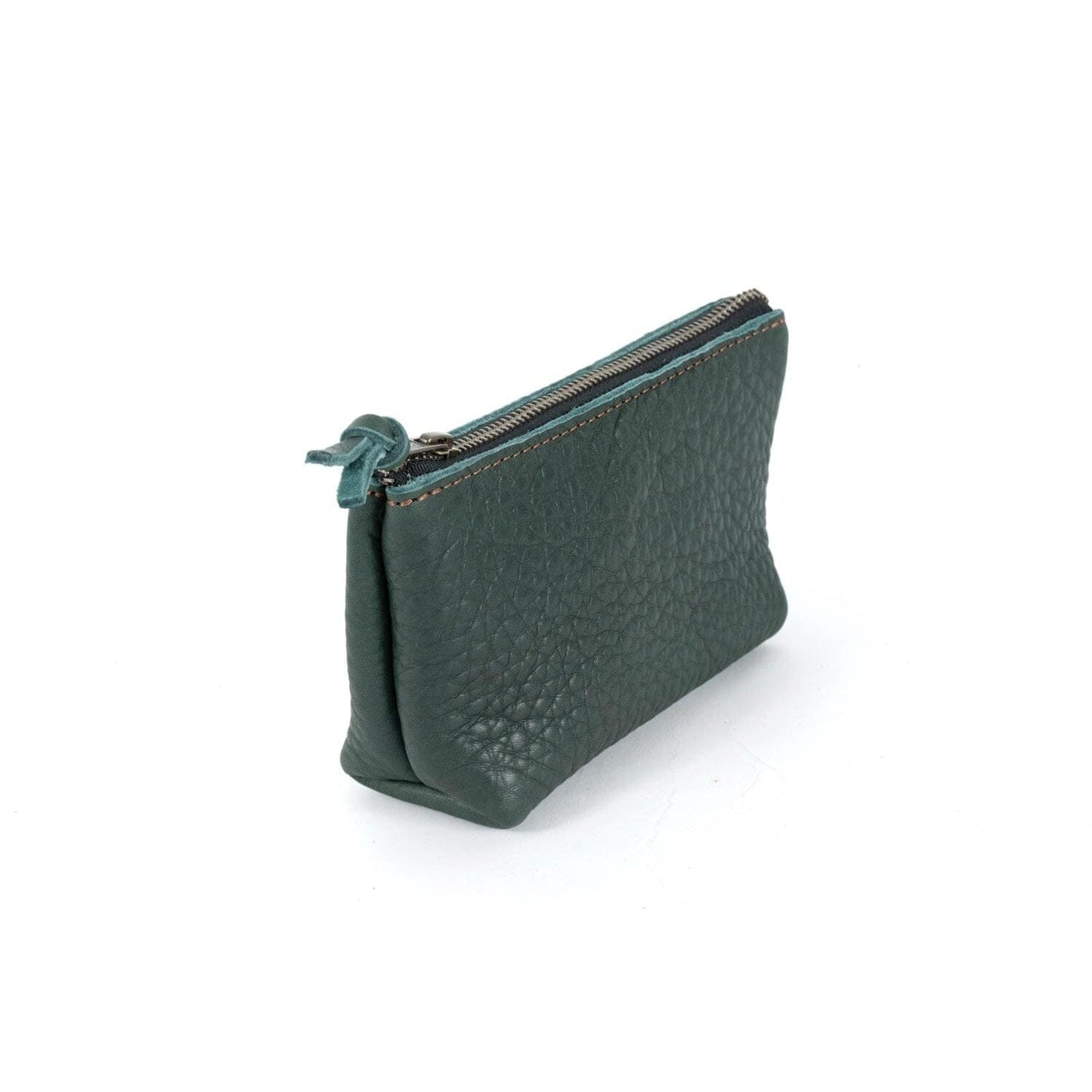 LEATHER ZIPPERED POUCH WITH GUSSET - MEDIUM