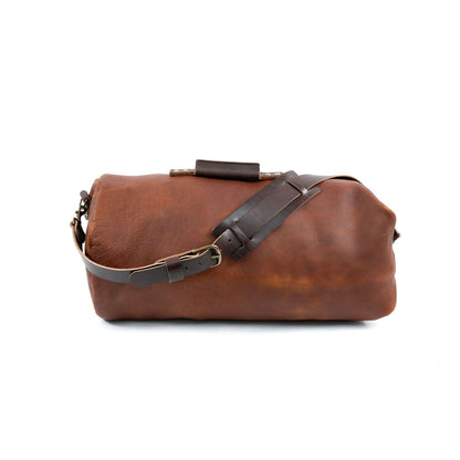 GUNNAR ZIPPERED LEATHER DUFFLE BAG - MILITARY STYLE DUFFLE BAG