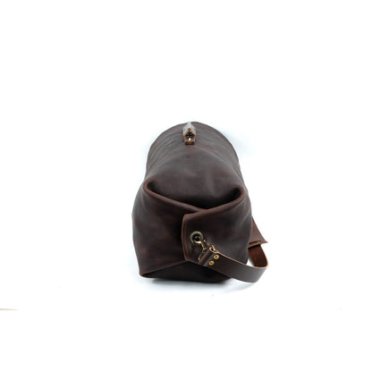 GUNNAR ZIPPERED LEATHER DUFFLE BAG - MILITARY STYLE DUFFLE BAG