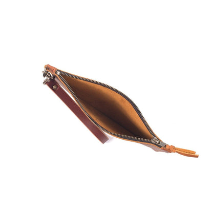 FELICITY ZIPPERED CLUTCH WITH WRISTLET - SMALL - WHISKY BISON