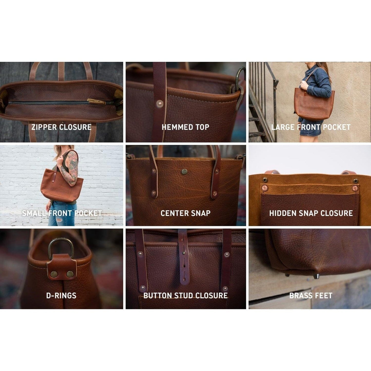 AVERY LEATHER TOTE BAG - SLIM LARGE - SMOKEY BLUE
