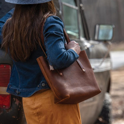 AVERY LEATHER TOTE BAG - SMALL - HICKORY BISON