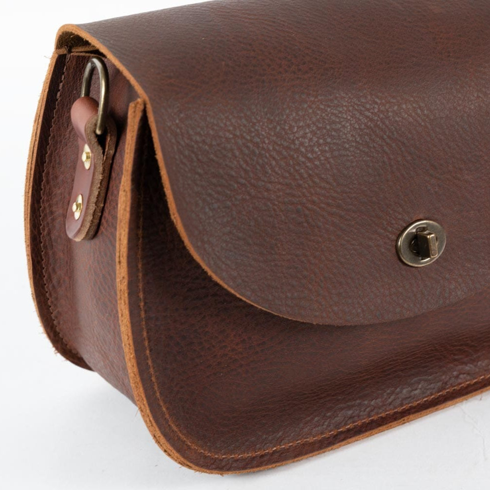 VIVIAN SATCHEL LEATHER CROSSBODY DELUXE - SADDLE