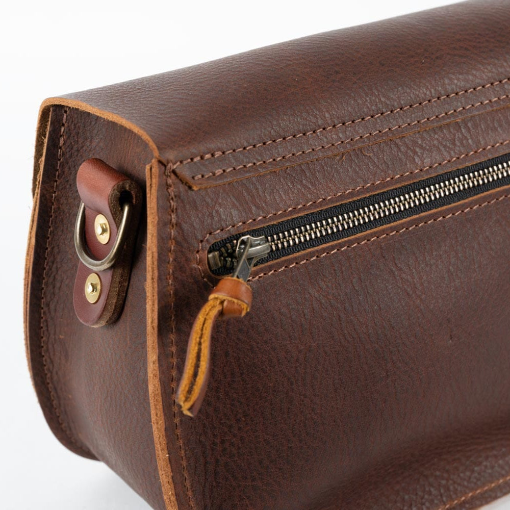 VIVIAN SATCHEL LEATHER CROSSBODY DELUXE - PEANUT BISON