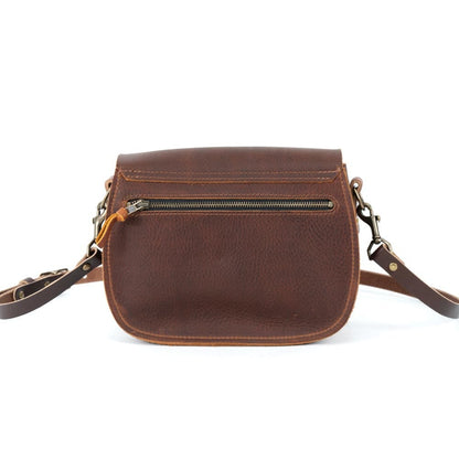 VIVIAN SATCHEL LEATHER CROSSBODY DELUXE - SADDLE