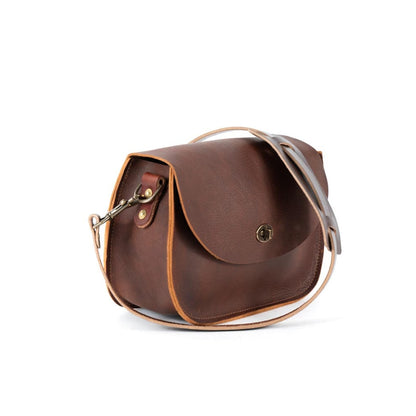 VIVIAN SATCHEL LEATHER CROSSBODY DELUXE - SADDLE