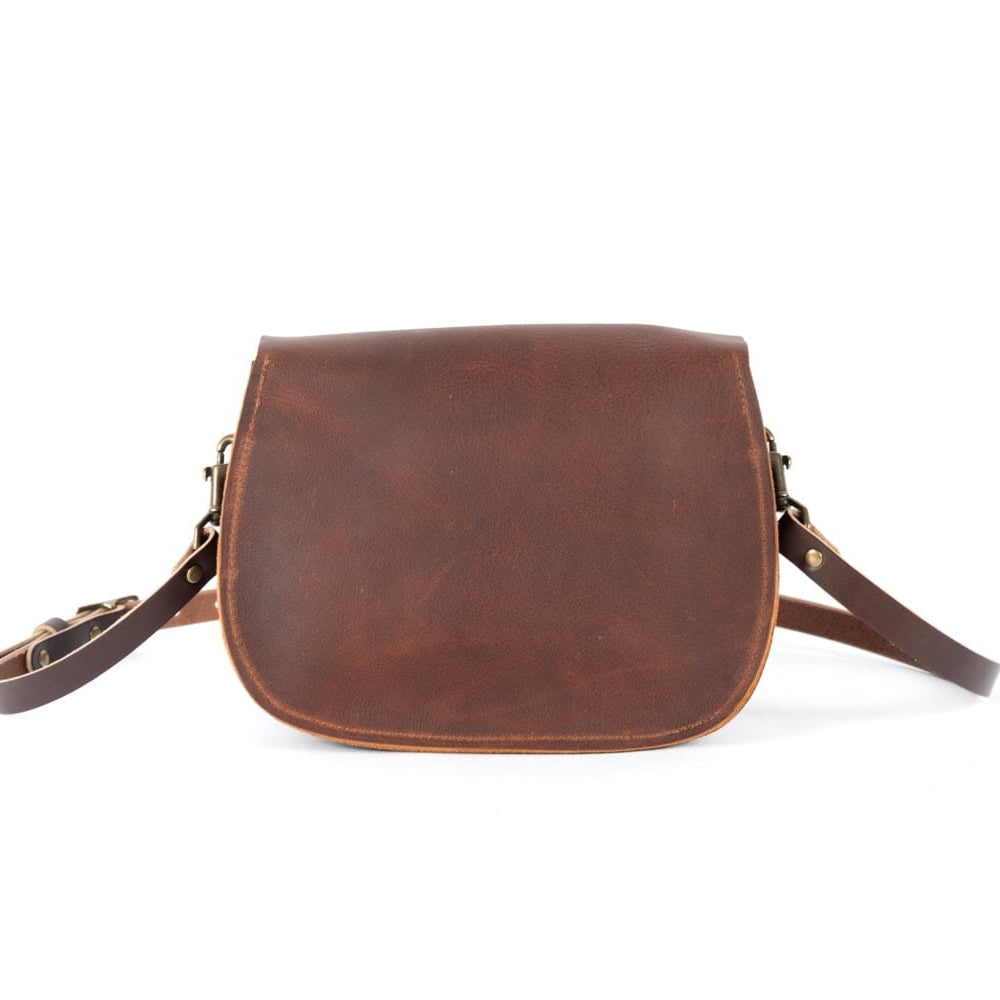 VIVIAN SATCHEL LEATHER CROSSBODY - SADDLE