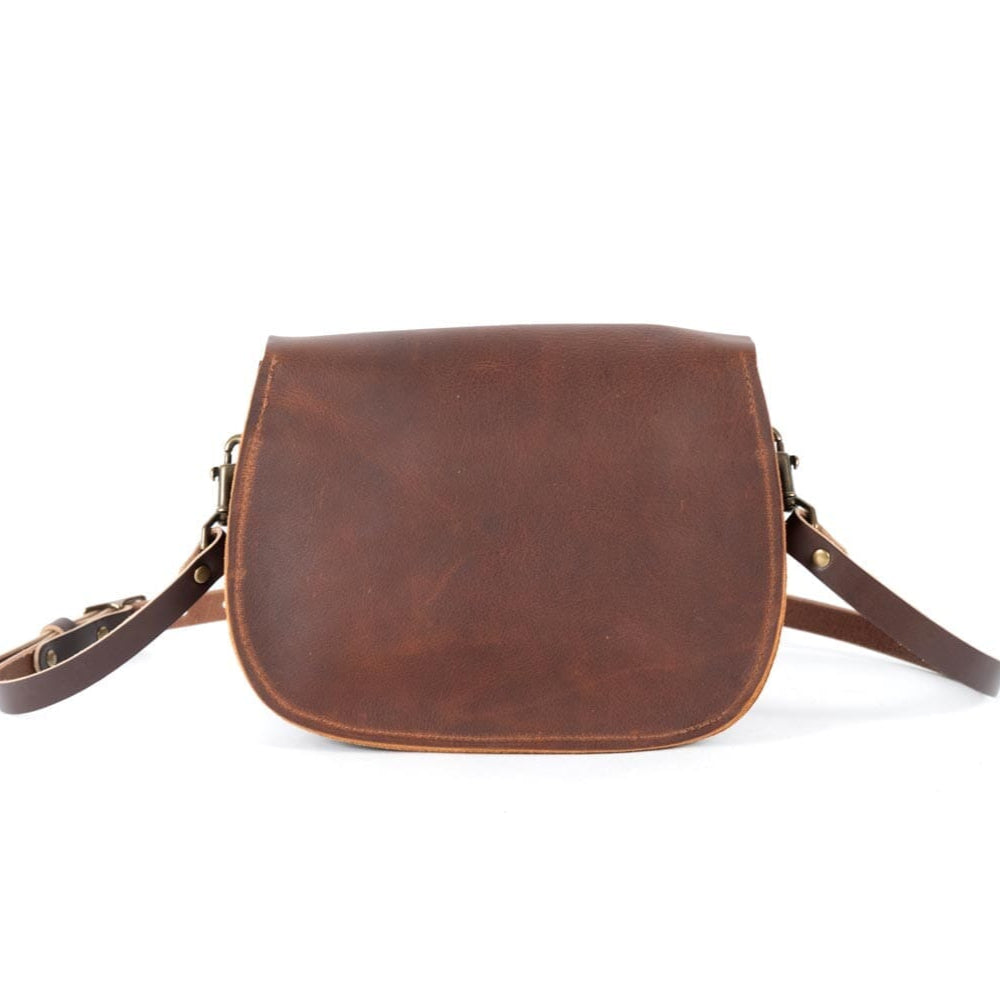 VIVIAN SATCHEL LEATHER CROSSBODY - PEANUT BISON