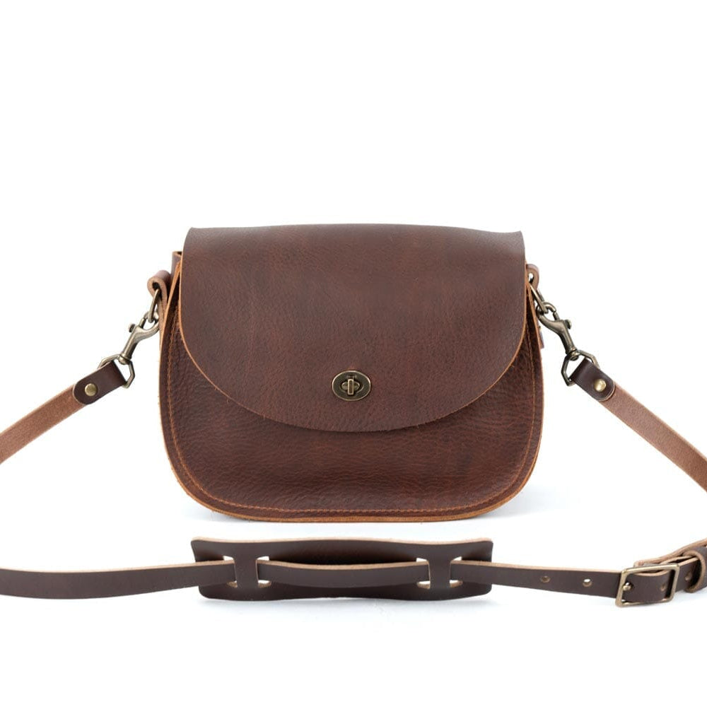 VIVIAN SATCHEL LEATHER CROSSBODY DELUXE - CHARCOAL BISON
