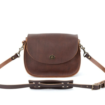 VIVIAN SATCHEL LEATHER CROSSBODY - PEANUT BISON