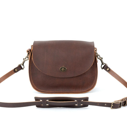 VIVIAN SATCHEL LEATHER CROSSBODY DELUXE - PEANUT BISON