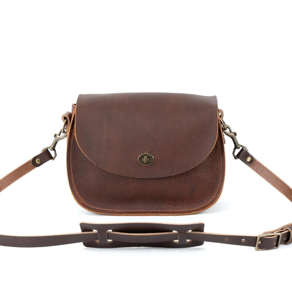 VIVIAN SATCHEL LEATHER CROSSBODY - BLACK BISON