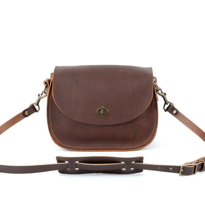 VIVIAN SATCHEL LEATHER CROSSBODY - BLACK BISON