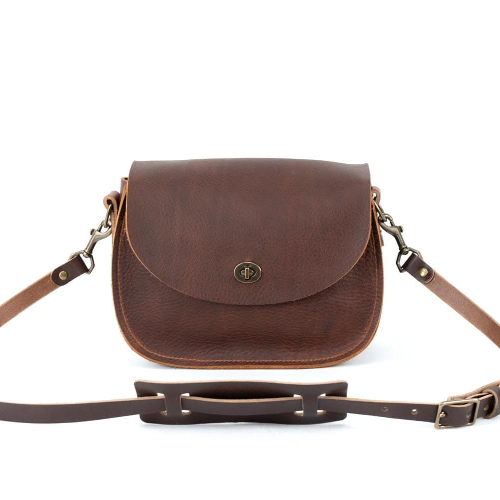 VIVIAN SATCHEL LEATHER CROSSBODY DELUXE - SADDLE