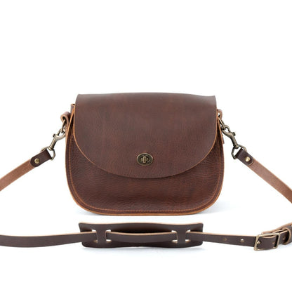 VIVIAN SATCHEL LEATHER CROSSBODY DELUXE - SADDLE