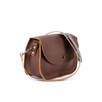 VIVIAN SATCHEL LEATHER CROSSBODY - SADDLE