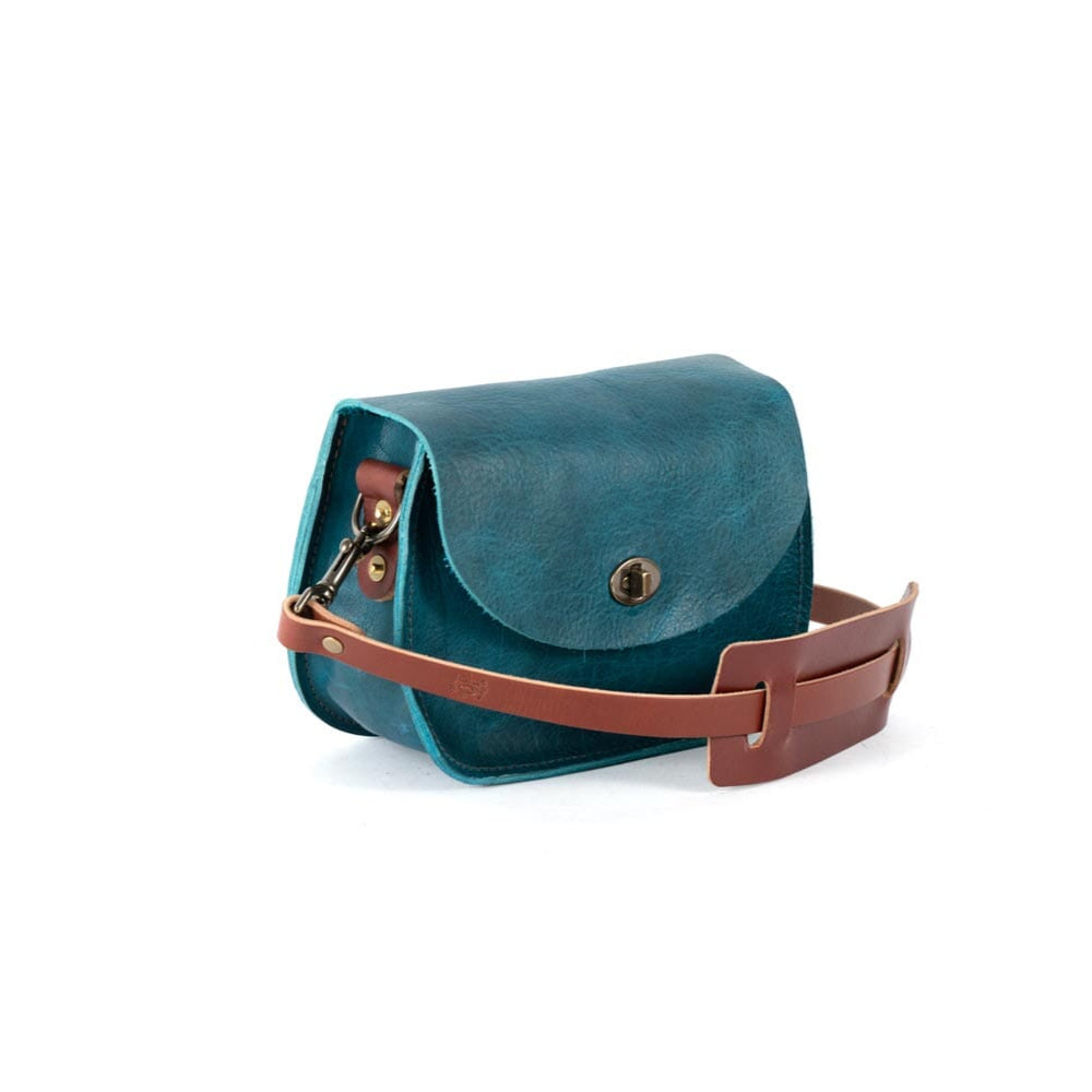 VIVIAN SATCHEL LEATHER CROSSBODY - SMALL - COBALT BISON