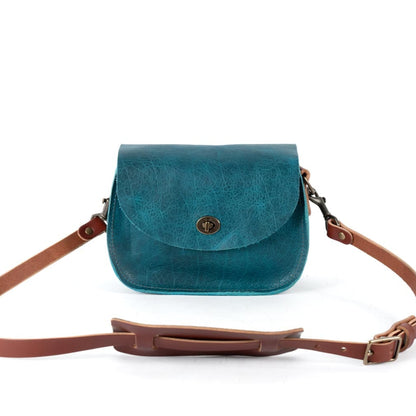 VIVIAN SATCHEL LEATHER CROSSBODY - SMALL - COBALT BISON