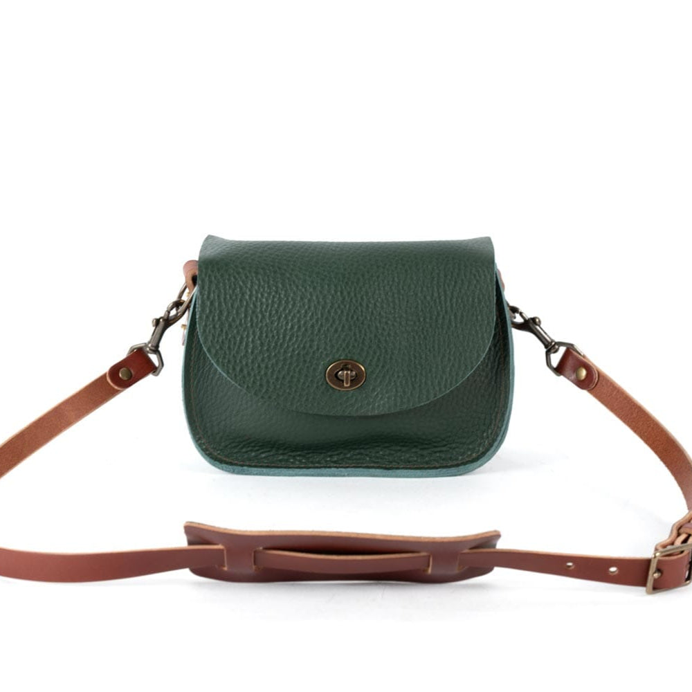 VIVIAN SATCHEL LEATHER CROSSBODY - SMALL - FOREST GREEN