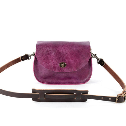 VIVIAN SATCHEL LEATHER CROSSBODY - SMALL - GRAPE BISON