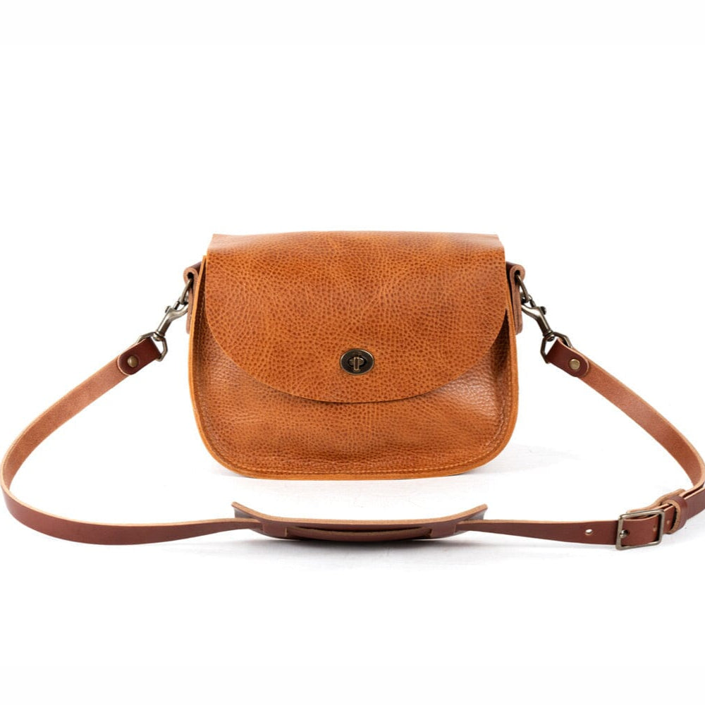 VIVIAN SATCHEL LEATHER CROSSBODY - SMALL - HONEY